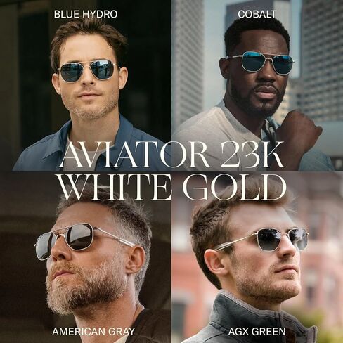 Randolph USA | 23k White Gold Classic Aviator Sunglasses for Men or Women Polarized 100% UV in Kuwait