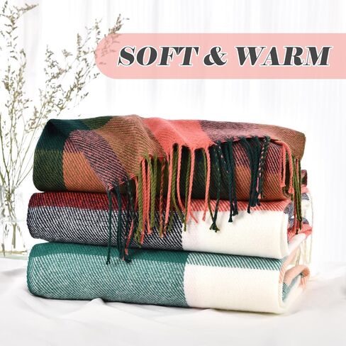 Scarf for Women - Winter Scarf Fashion Long Scarf Shawl, Scarves for Women Winter Warm Blanket Scarf, Cashmere Scarf Classic Tassel Plaid Tartan Lattice Large Scarf in Saudi Arabia
