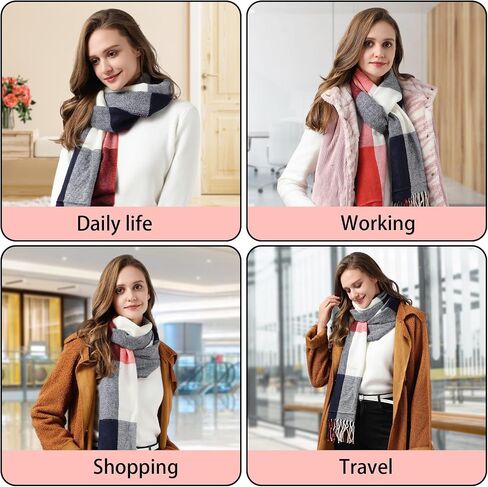 Scarf for Women - Winter Scarf Fashion Long Scarf Shawl, Scarves for Women Winter Warm Blanket Scarf, Cashmere Scarf Classic Tassel Plaid Tartan Lattice Large Scarf in Saudi Arabia