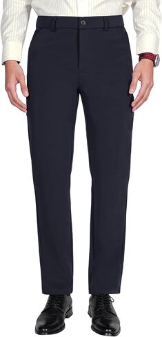 Plaid&Plain Men's 4-Way Flex Stretch Slim Fit Dress Pants in Kuwait