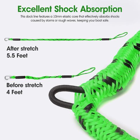 4 Feet Bungee Dock Line with Stainless Steel Clip & Foam Float 2pcs, Mooring Rope for Docking with Built-in Snubber, Ideal Boat Accessories for PWC, Jet Ski, SeaDoo, Kayak, Pontoon, Canoe in Saudi Arabia