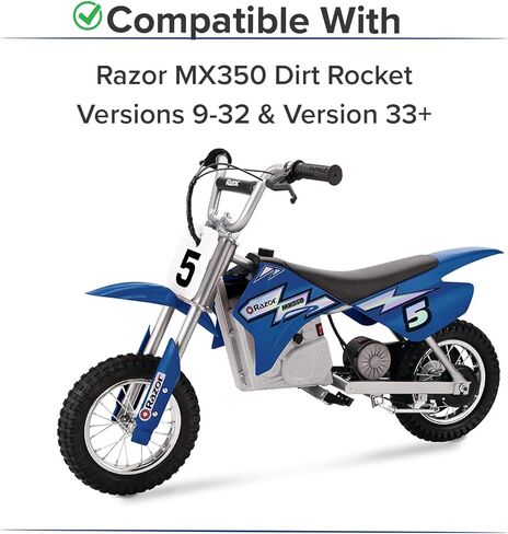 AlveyTech 24 Volt Battery Pack for Razor MX350 Dirt Rocket Bike (9 Ah, Versions 33+) - Set of Two (12V Each) SLA Batteries with Wiring Harness - Razor MX350 Version 33 and up AGM Battery Replacement in Kuwait