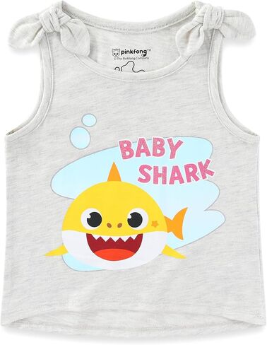 تي شيرت للفتيات من Nickelodeon Baby Shark، تي شيرت بدون أكمام ومجموعة قصيرة للرضع والأطفال الصغار - وردي/أزرق أو متعدد الألوان/رمادي/أزرق in Kuwait