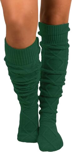Floral Find Women's Cable Knit Knee-High Winter Boot Socks Extra Long Thigh Leg Warmers Stocking in Kuwait