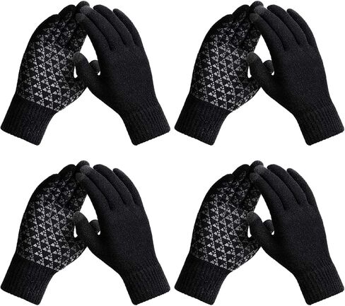 TOBEHIGHER Winter Gloves - 2 Packs Gloves for Men Cold Weather, Mens Gloves Black Gloves Men Heated Anti-Slip Touch Screen with Thermal Soft Knit, Mens Winter Gloves for Running, Driving and Hiking in Kuwait