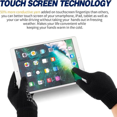 TOBEHIGHER Winter Gloves - 2 Packs Gloves for Men Cold Weather, Mens Gloves Black Gloves Men Heated Anti-Slip Touch Screen with Thermal Soft Knit, Mens Winter Gloves for Running, Driving and Hiking in Kuwait