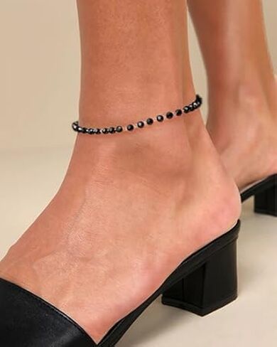 S.J JEWELRY Friendship Gift Handmade Dainty Anklet 14K Gold Plated/Silver Plated Star Lucky Beads Lace Chain Adjustable Foot Chain for Womens in Saudi Arabia