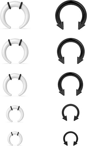 Septum Stretching Kit 14G-4G Big Septum Rings Jewelry Septum Piercing Kit Black Septum Piercing Jewelry Septum Pincher Horseshoe Internally Threaded in Kuwait