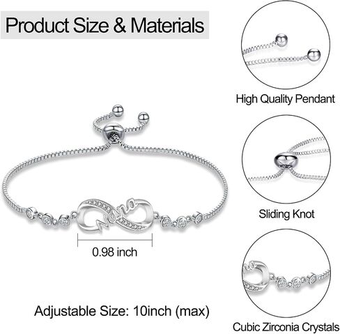 YSSHIN Gifts for Mom/Grandma/Nana/Girlfriend/Sister, Infinity Love Bracelet Birthday Wedding Gifts for Women Girls in Saudi Arabia