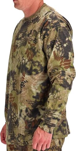 Kryptek Men's Stalker Long Sleeve, 100% Cotton, Stealthy Camo Tee in Kuwait