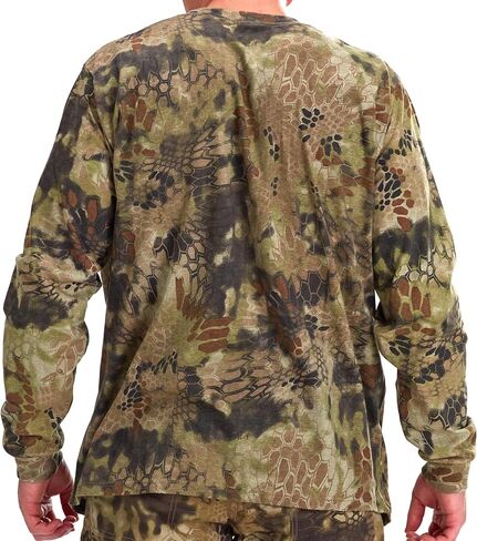 Kryptek Men's Stalker Long Sleeve, 100% Cotton, Stealthy Camo Tee in Kuwait