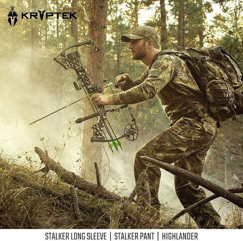 Kryptek Men's Stalker Long Sleeve, 100% Cotton, Stealthy Camo Tee in Kuwait