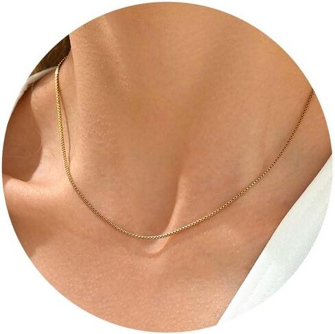 Mauzew Dainty Chain Necklace for Women 18K Gold Plated Coin Disc Choker Necklaces Simple Satellite Beaded Twisted Chain Necklace Delicate Thin Paper Clip Necklaces Everyday Jewelry Birthday Gifts in Kuwait