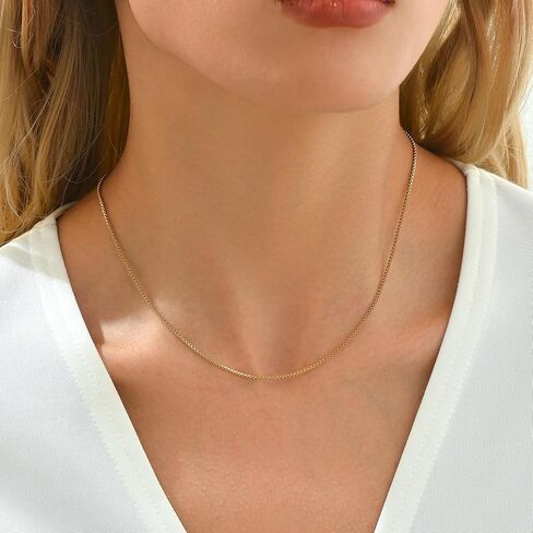 Mauzew Dainty Chain Necklace for Women 18K Gold Plated Coin Disc Choker Necklaces Simple Satellite Beaded Twisted Chain Necklace Delicate Thin Paper Clip Necklaces Everyday Jewelry Birthday Gifts in Kuwait