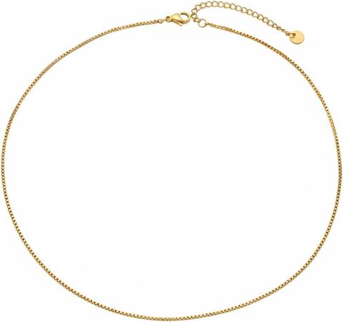 Mauzew Dainty Chain Necklace for Women 18K Gold Plated Coin Disc Choker Necklaces Simple Satellite Beaded Twisted Chain Necklace Delicate Thin Paper Clip Necklaces Everyday Jewelry Birthday Gifts in Kuwait