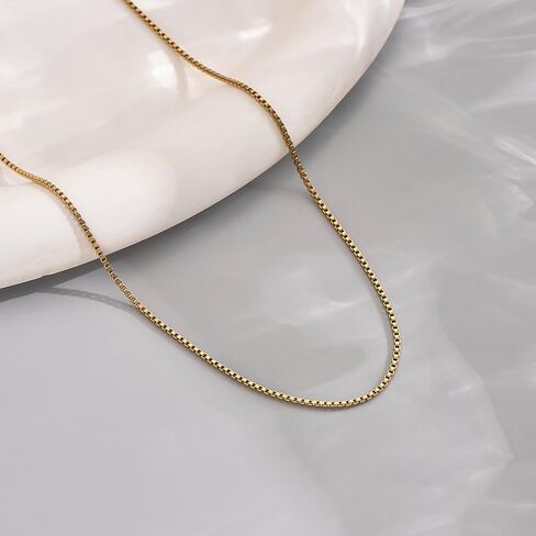 Mauzew Dainty Chain Necklace for Women 18K Gold Plated Coin Disc Choker Necklaces Simple Satellite Beaded Twisted Chain Necklace Delicate Thin Paper Clip Necklaces Everyday Jewelry Birthday Gifts in Kuwait