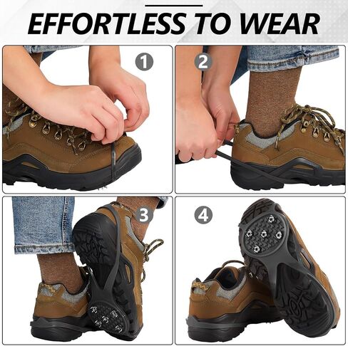 6 Pairs Non Slip Gripper Spike Shoe Grips for Ice with 5 Studs Crampons Universal Ice Traction Cleats for Shoes and Boots Men Women Snow Ice Hiking Fishing Outdoor, Black in Saudi Arabia
