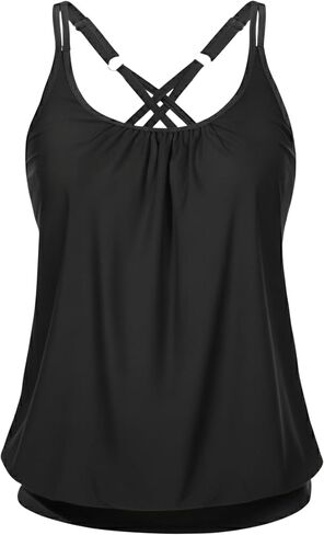 Yonique Blouson Tankini Tops for Women Swimwear Top Only Modest Tankini Tops Loose Fit Swim Tops No Bottom in Saudi Arabia