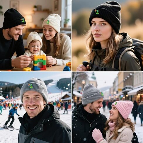 قبعة الشتاء كيرميت الضفدع التي تحتسي الشاي، قبعة دافئة ناعمة كبيرة الحجم محبوكة بكابل سميك للجنسين، قبعات متماسكة على شكل جمجمة... in Kuwait