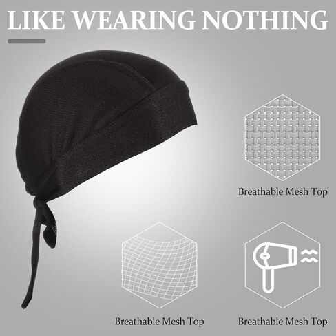 Geyoga 6 قطع Do Rags قبعة صغيرة ممتصة للعرق قبعة التبريد Durags جمجمة قبعة دراجة نارية رئيس التفاف باندانا للرجال والنساء in Kuwait