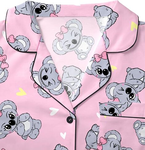LYANER Women's Pajamas Set Heart Print Button Short Sleeve Shirt with Shorts Sleepwear PJs Set in Kuwait