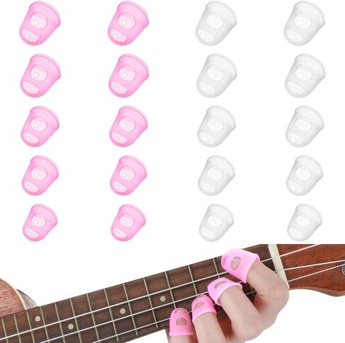 50 PCS أغطية إصبع الغيتار ، حماة أصابع إصبع السيليكون المضادة للانزلاق والغيتار السيليكون القابل للتنفس حراس لاعبين في العزف على القيثارات ، باس القيثارة ، والخياطة (5 أحجام ، أبيض) in Saudi Arabia