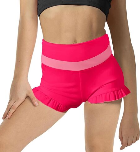 rrhss Girls Athletic Ruffle Shorts High Waisted Yoga Dance Shorts Comfy Workout Gymnastics Shorts in Kuwait