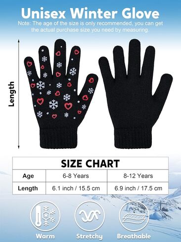 Cooraby 4 Pair Stretch Winter Kids Gloves Full Fingers Magic Gloves Winter Warm Student Knitted Gloves for Boys Girls Kids in Saudi Arabia