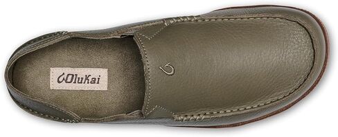 OLUKAI Moloa Men's Leather Slip On Shoes, Waxed Nubuck Leather & Soft Moisture-Wicking Lining, Drop-in Heel & All Weather Rubber Soles, Dk Wood/Dk Java, 11 in Saudi Arabia