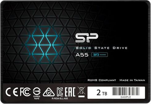 محرك أقراص الحالة الصلبة الداخلي Silicon Power 128GB SSD 3D NAND A55 SLC Cache Performance Boost SATA III 2.5 بوصة 7 مم (0.28 بوصة) (SU128GBSS3A55S25AH) in Kuwait