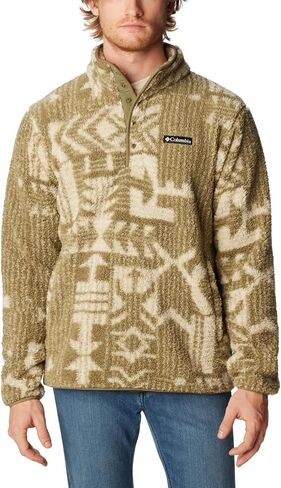 Columbia Men's Rugged Ridge II Sherpa Half Snap, Stone Green Passages Print, X-Large in Saudi Arabia