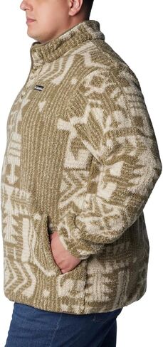 Columbia Men's Rugged Ridge II Sherpa Half Snap, Stone Green Passages Print, X-Large in Saudi Arabia