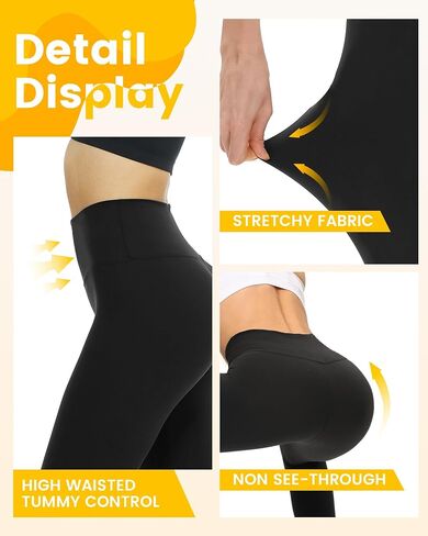 Opuntia 2 Pack Fleece Lined High Waisted Leggings for Women - Warm Winter Pants Tummy Control Yoga Hiking Running Tights in Kuwait