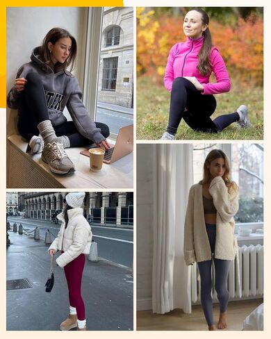 Opuntia 2 Pack Fleece Lined High Waisted Leggings for Women - Warm Winter Pants Tummy Control Yoga Hiking Running Tights in Kuwait