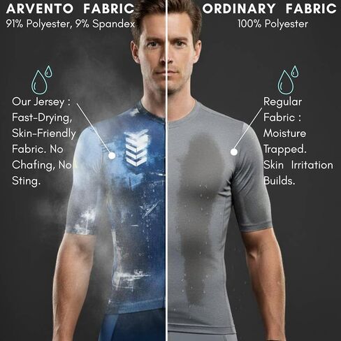 Arvento Men للدراجات القميص القصيرة للأكمام القمصان القمصان على الطريق-تصميم مستوحى من الفن ، وملاءمة العرق ، ونسي in Saudi Arabia