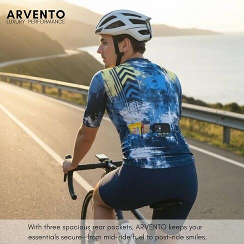 Arvento Men للدراجات القميص القصيرة للأكمام القمصان القمصان على الطريق-تصميم مستوحى من الفن ، وملاءمة العرق ، ونسي in Saudi Arabia