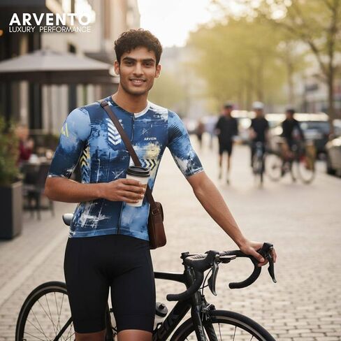 Arvento Men للدراجات القميص القصيرة للأكمام القمصان القمصان على الطريق-تصميم مستوحى من الفن ، وملاءمة العرق ، ونسي in Saudi Arabia