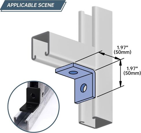 10 Pack 2 Holes 90° Fitting for 1-5/8" Strut Channel, Strut Hardware L Brackets, 3/16" Thickness in Saudi Arabia