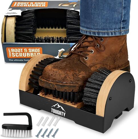 Toughty Boot Scrubber - All Weather Industrial Shoe, Boot, Sneaker Cleaner & Scraper Brush - Footwear Cleaner - Mountable - Dirt Remover - Indoor/Outdoor Sneaker Buffer in Saudi Arabia
