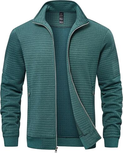Satankud Men's Jacquard PlaidCloth Lightweight Jacket Bright Metal Zipper Pocket in Saudi Arabia