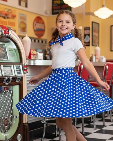 تنورة BlackButterfly Kids Vintage الخمسينيات ذات الدائرة الكاملة للفتيات المتأرجحة in Kuwait