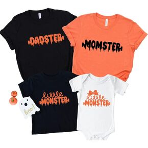 Momster, Dadster Matching Halloween Shirts for Family, Trick Or Treat Halloween Family Shirts, Halloween Party Matching T Shirts, Mom, Dad, Baby, Brother, Sister Halloween Matching Outfits Multicolor in Kuwait