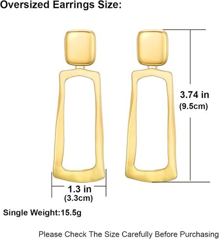 Matte Gold Silver Geometry Clip On Earrings for Women Retro Drop Clip Earrings for Women in Kuwait