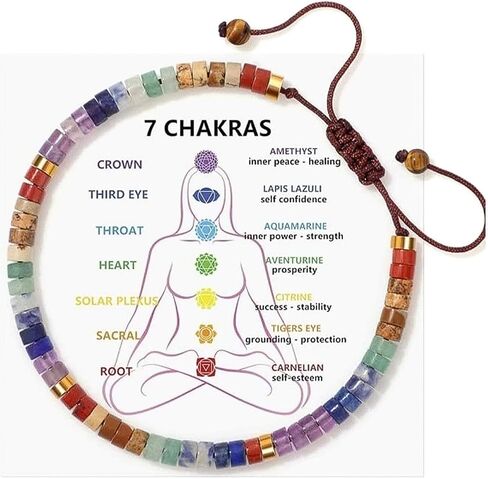 YANCHUN Pulsera Arus 7 الشاكرات الأصلية، سوار حجر الشفاء للنساء 7 الشاكرات الريكي شفاء بلورات سوار الأحجار الكريمة سوار اليوغا التوازن الطاقة الأحجار البركانية الخرز سوار المجوهرات هدية in Kuwait