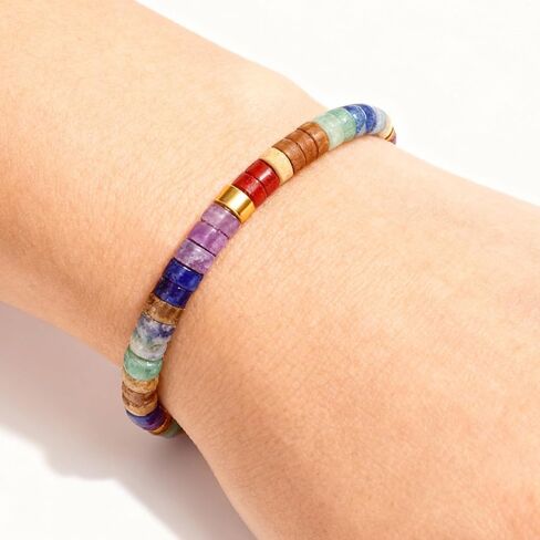 YANCHUN Pulsera Arus 7 الشاكرات الأصلية، سوار حجر الشفاء للنساء 7 الشاكرات الريكي شفاء بلورات سوار الأحجار الكريمة سوار اليوغا التوازن الطاقة الأحجار البركانية الخرز سوار المجوهرات هدية in Kuwait