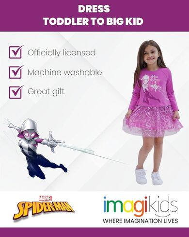 Marvel Spider-Man Spider-Gwen Ghost Spider Girls French Terry Dress Toddler to Big Kid in Saudi Arabia
