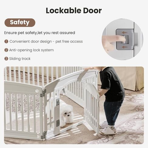 SMUG Dog Playpen 4-Panel 24 Inch Safe Secure Indoor Outdoor Pet Fence, Folding Portable 35 x 35 x 24IN, Ideal for Small to Medium Dogs Easy to Clean (White) in Kuwait