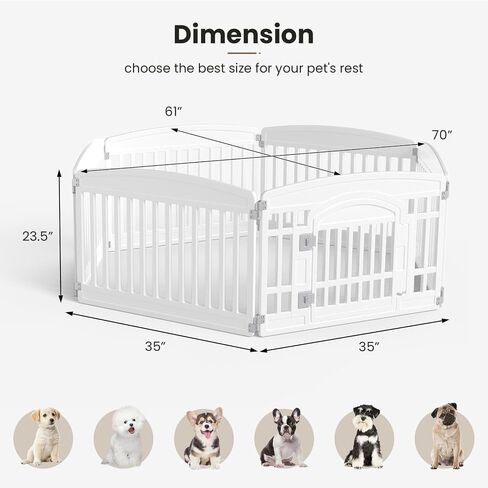 SMUG Dog Playpen 4-Panel 24 Inch Safe Secure Indoor Outdoor Pet Fence, Folding Portable 35 x 35 x 24IN, Ideal for Small to Medium Dogs Easy to Clean (White) in Kuwait