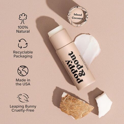 Poppy & Pout Lip Care Set | Lip Balm & Scrub | Sustainable Cardboard Tubes & Glass Jars, All Natural, Beeswax, Coconut Oil, Cruelty Free, Exfoliating & Moisturizing Lip Treatment (Island Coconut) in Kuwait