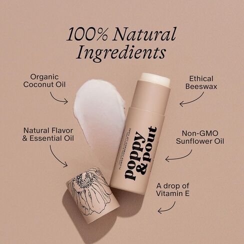 Poppy & Pout Lip Care Set | Lip Balm & Scrub | Sustainable Cardboard Tubes & Glass Jars, All Natural, Beeswax, Coconut Oil, Cruelty Free, Exfoliating & Moisturizing Lip Treatment (Island Coconut) in Kuwait